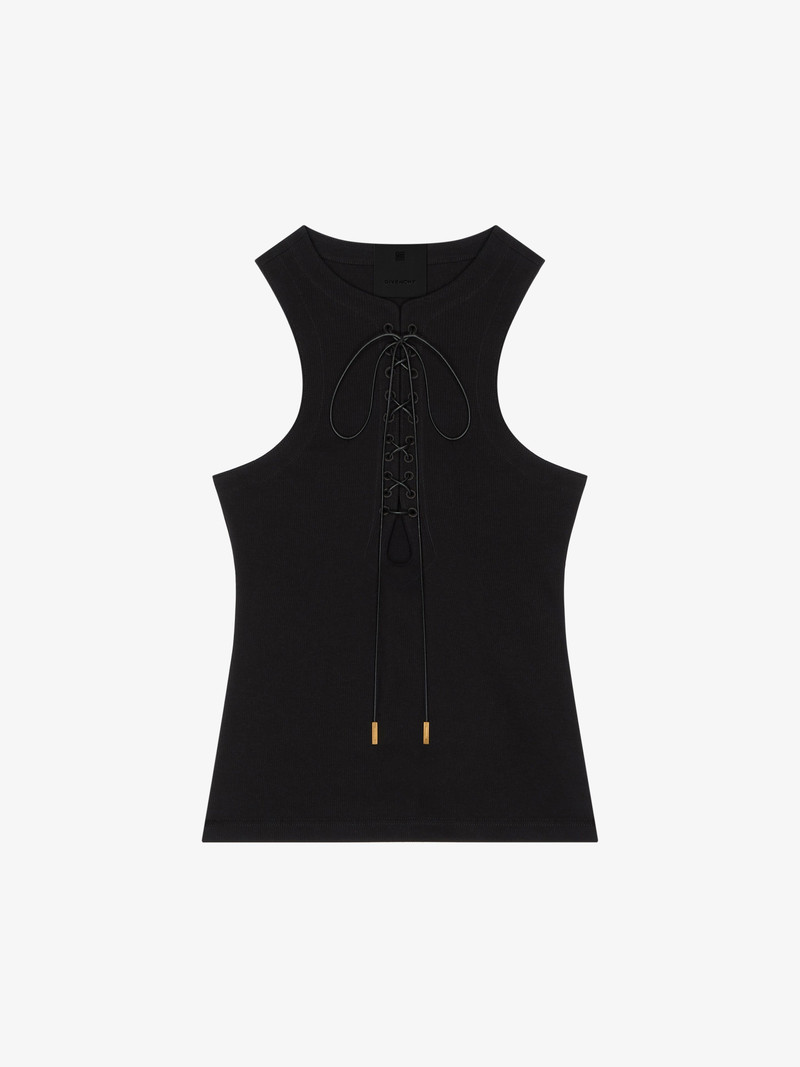 SLIM FIT TANK TOP IN COTTON WITH LACES AND 4G DETAIL 1