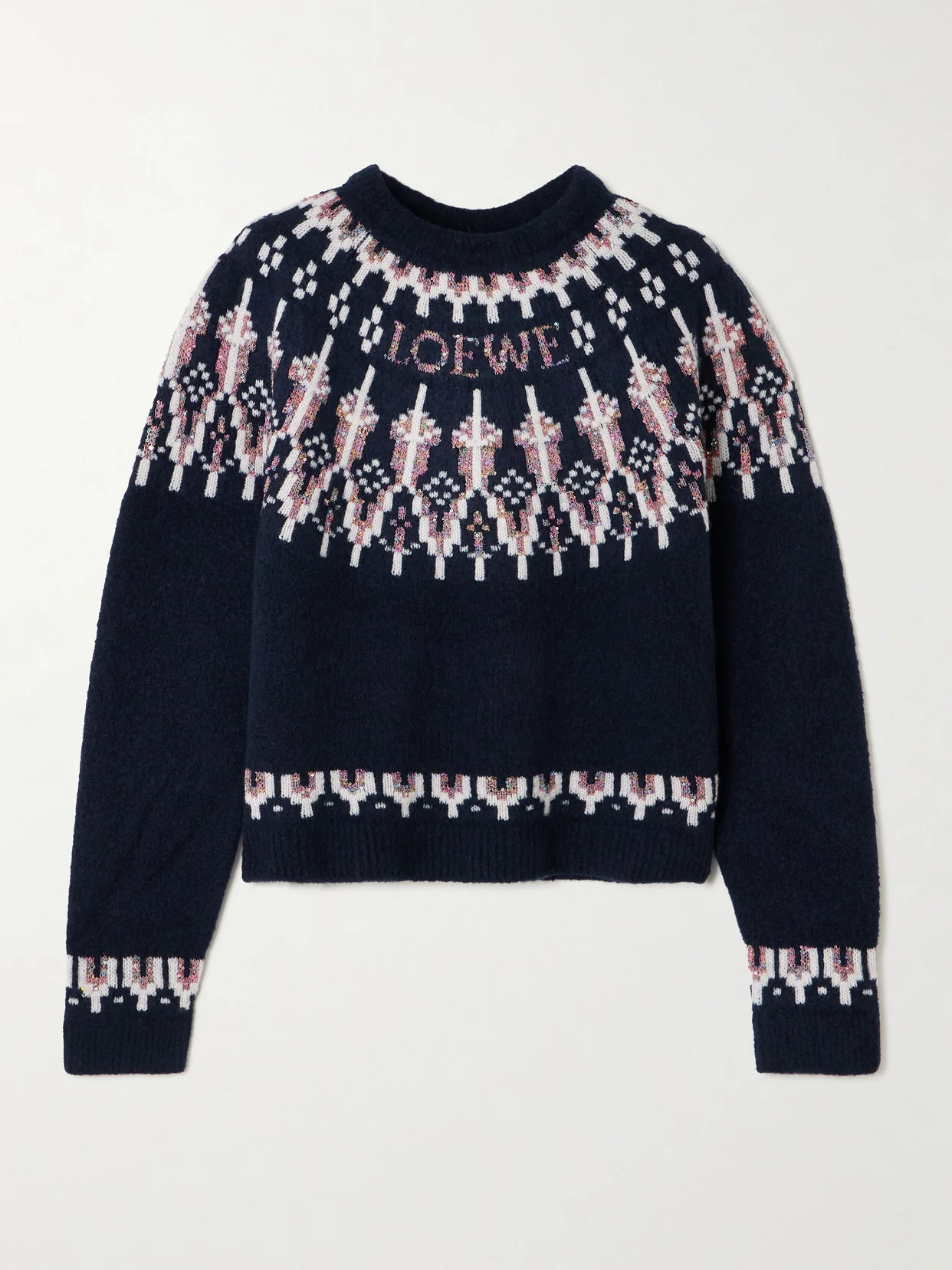 Sequin-embellished Fair Isle Wool-blend Sweater - 1