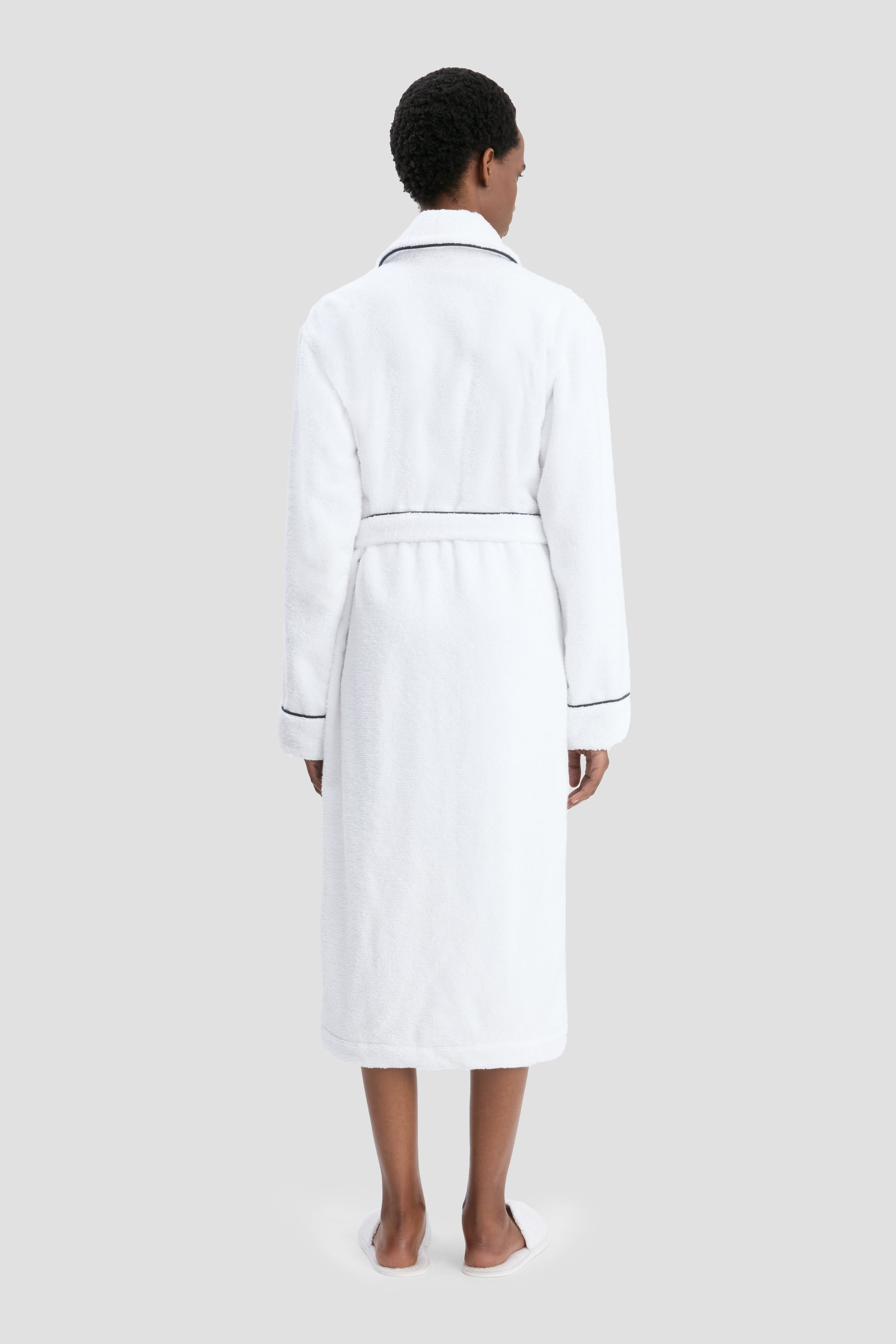 Towelling Robe In White - 4
