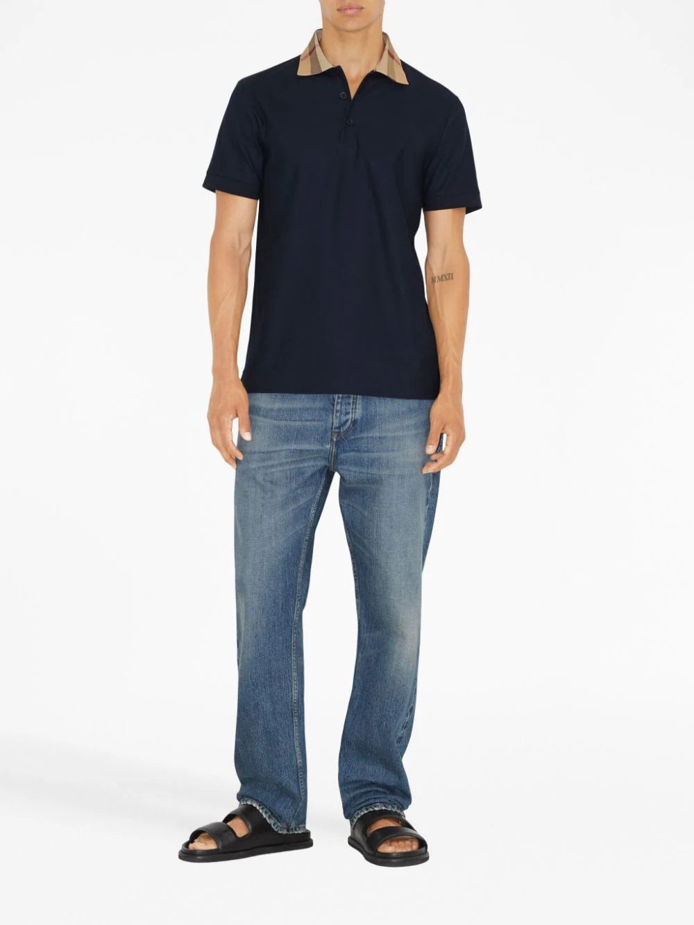 CHECKED-COLLAR COTTON POLO SHIRT - 2
