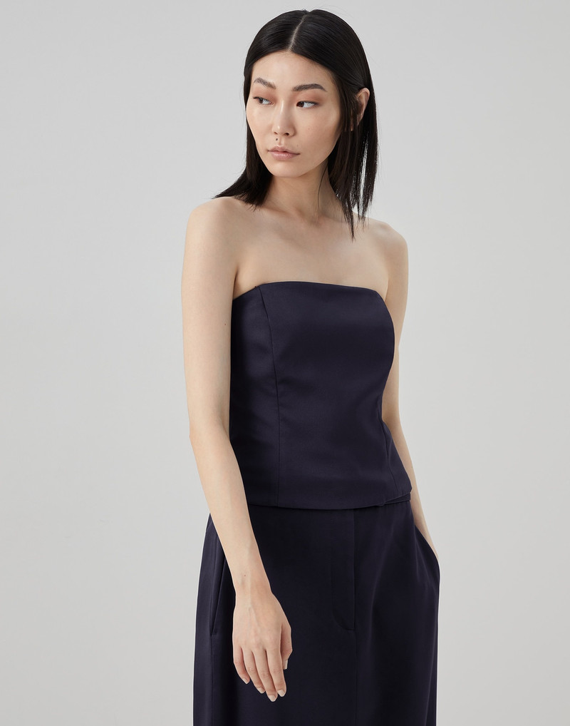Satin cady strapless top 1
