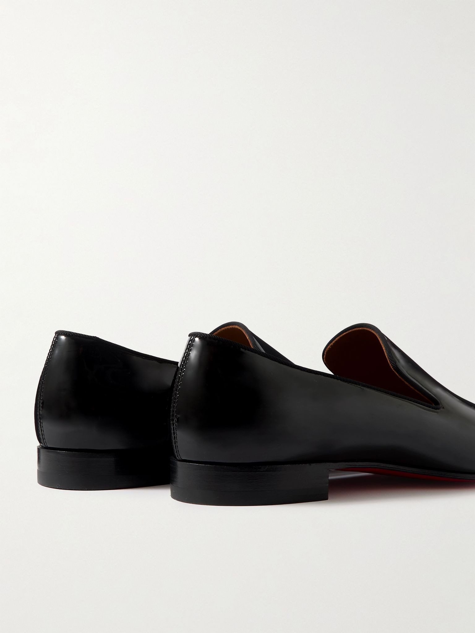 Dandelion Grosgrain-Trimmed Patent-Leather Loafers Black - 5