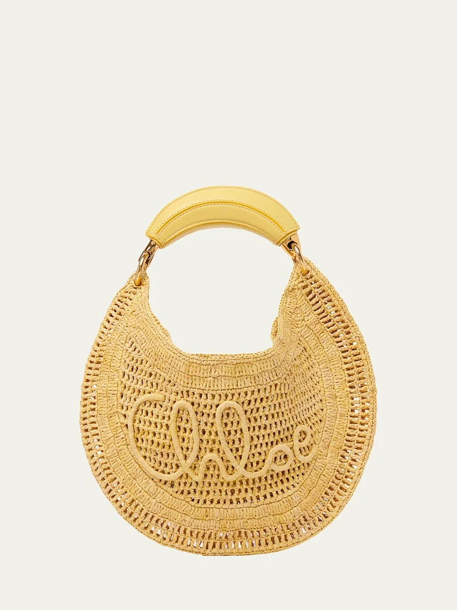 Summer Banana Top-Handle Bag in Crochet Fabric - 1
