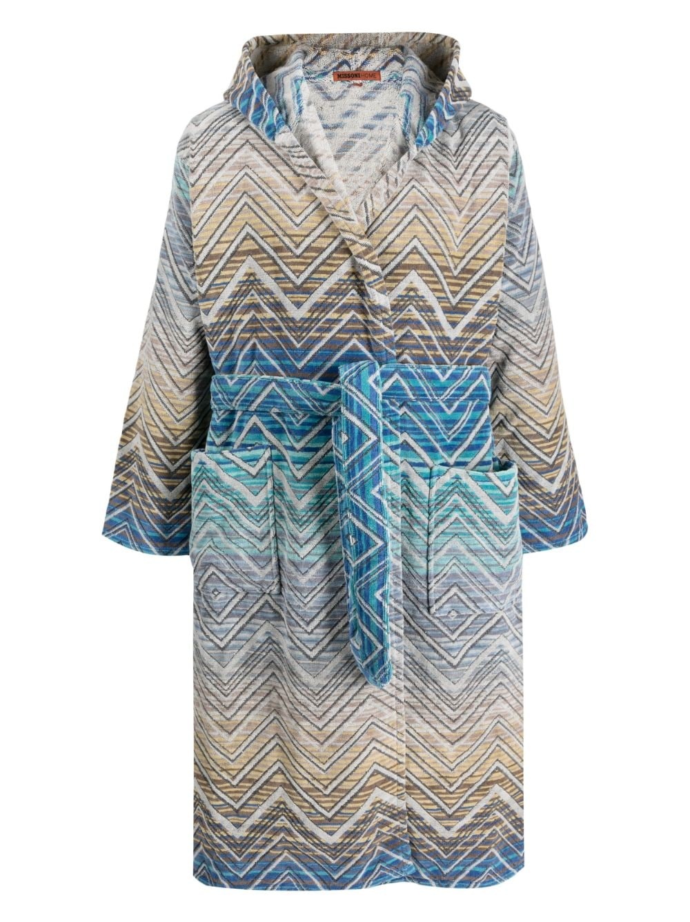 zigzag-print towel robe - 1