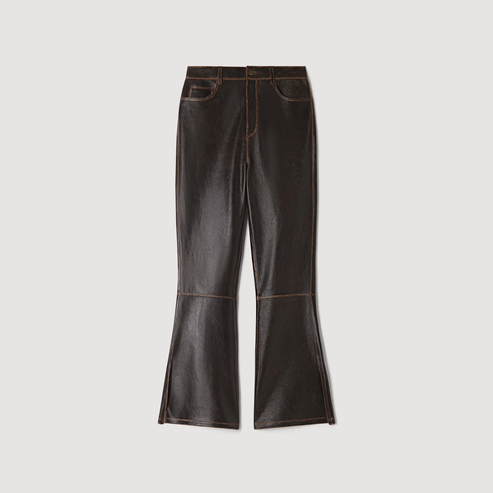DISTRESSED LEATHER TROUSERS - 1