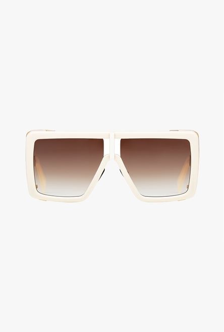 Off-white and gold-tone titanium shield-shaped Wonder Boy II sunglasses - 1