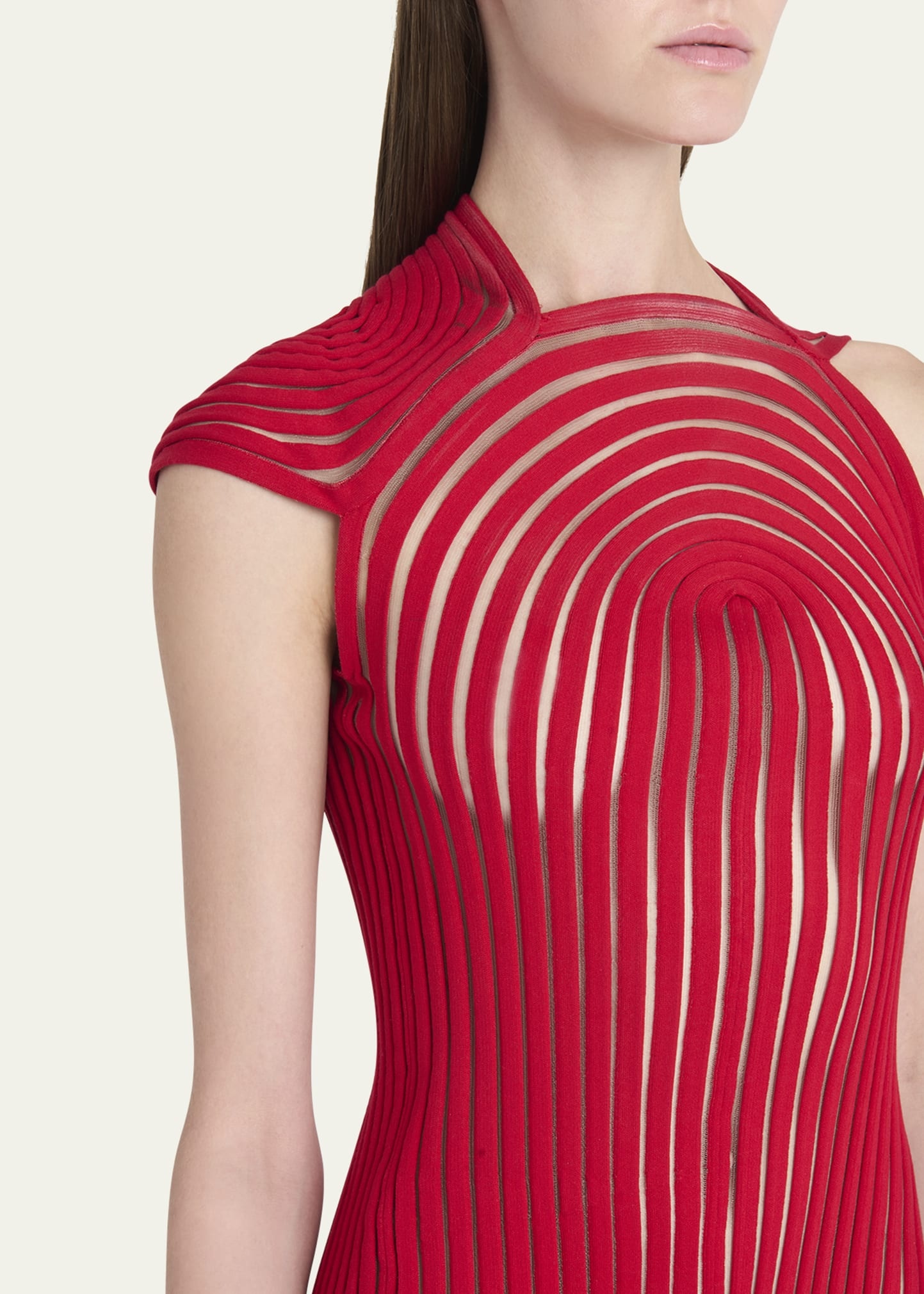 Asymmetric Ornate Illusion Dress - 5