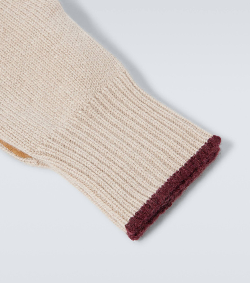 Brunello Cucinelli Leather-trimmed cashmere gloves outlook