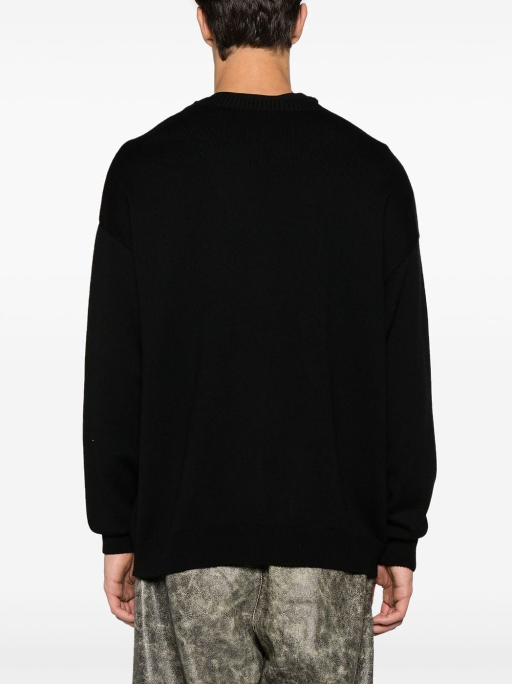 logo-embossed ribbed-knit cardigan - 4