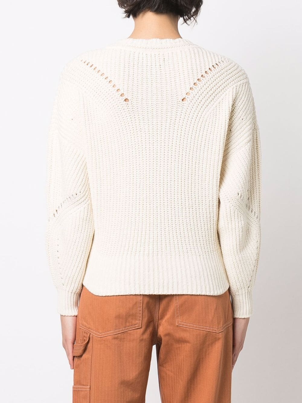 lace-up ribbed-knit jumper - 4