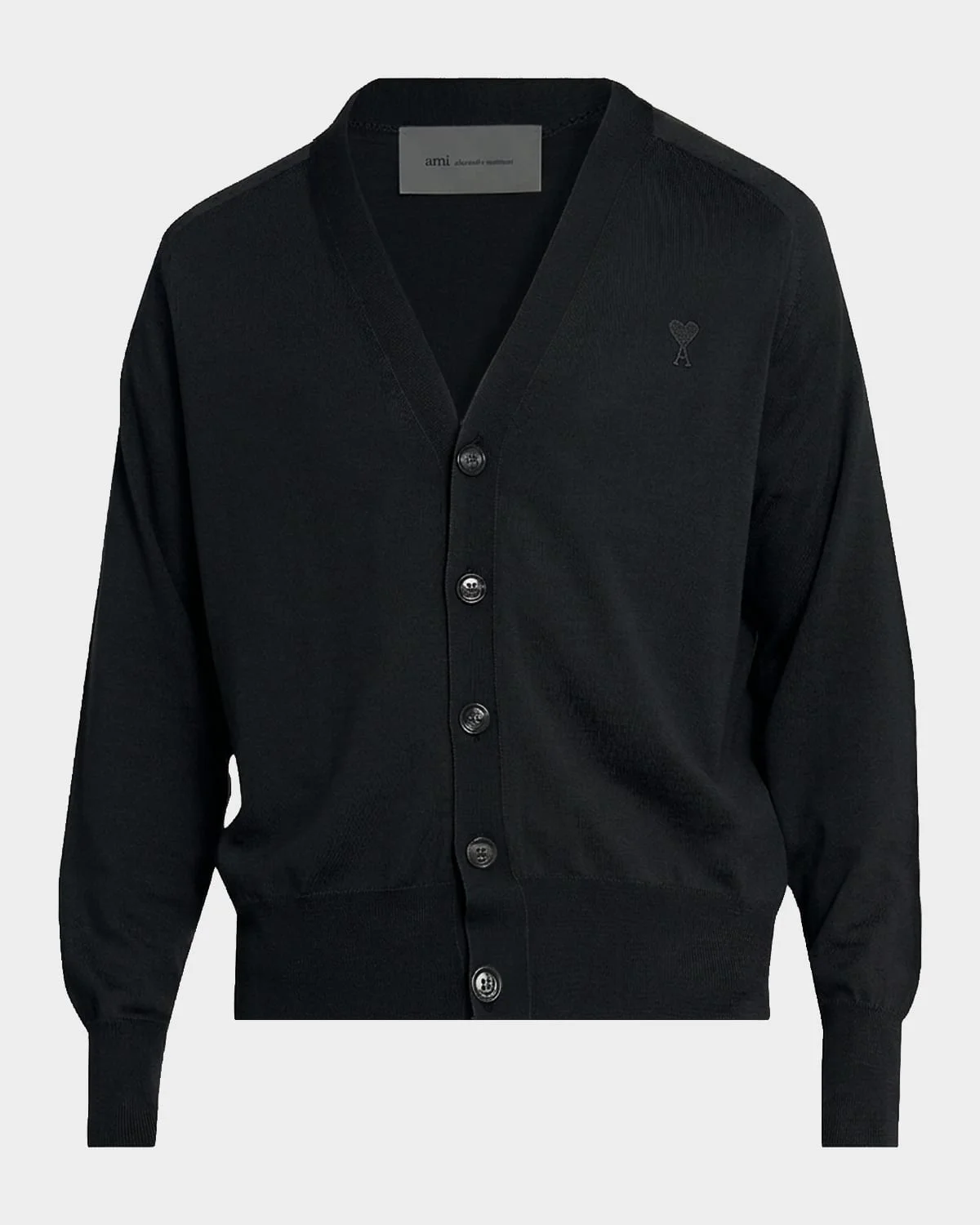 Men's Tonal Embroidered Ami De Coeur Wool Knit Cardigan - 1