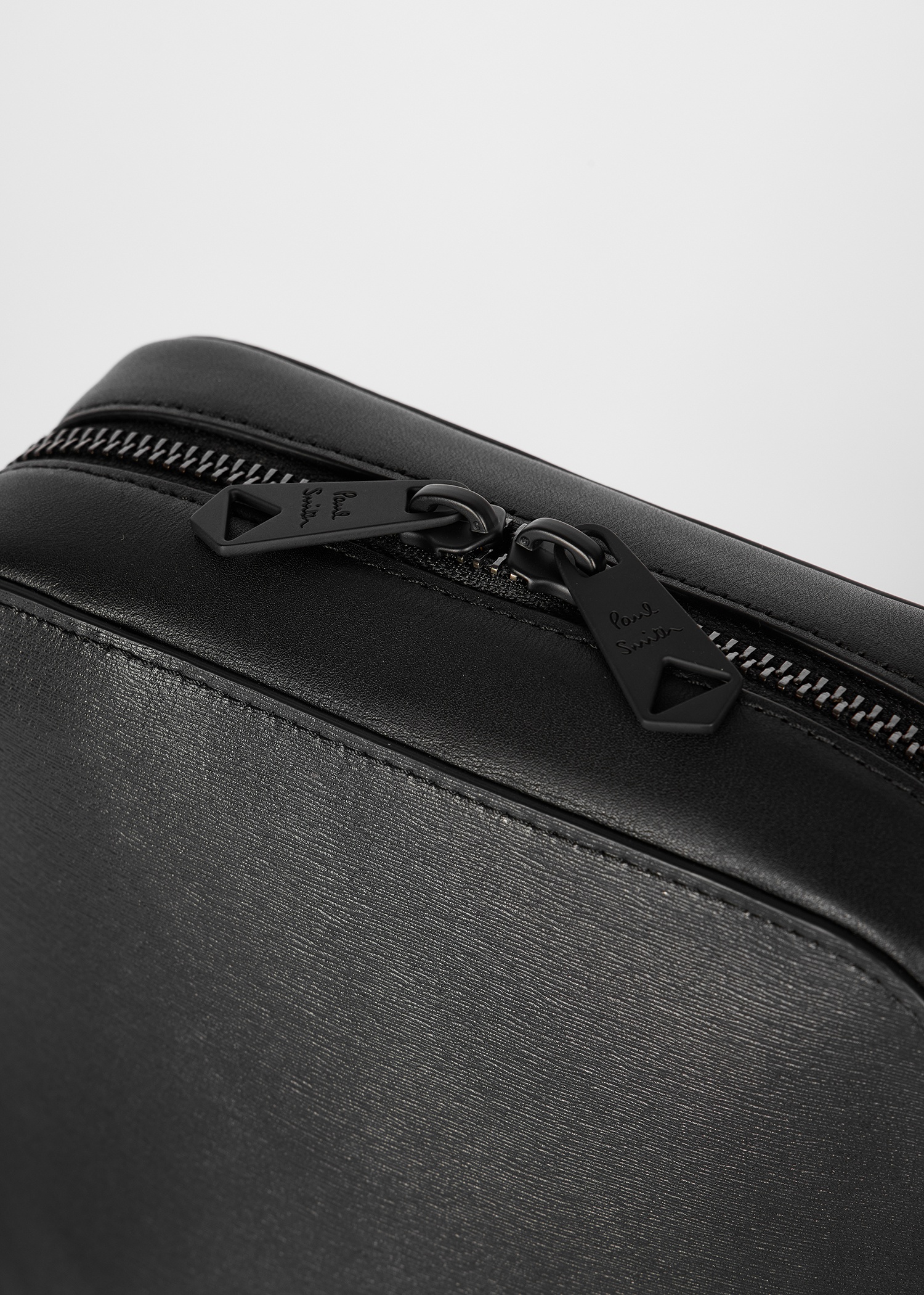 Black Straw-Grain Embossed Leather Large Flight Bag - 4