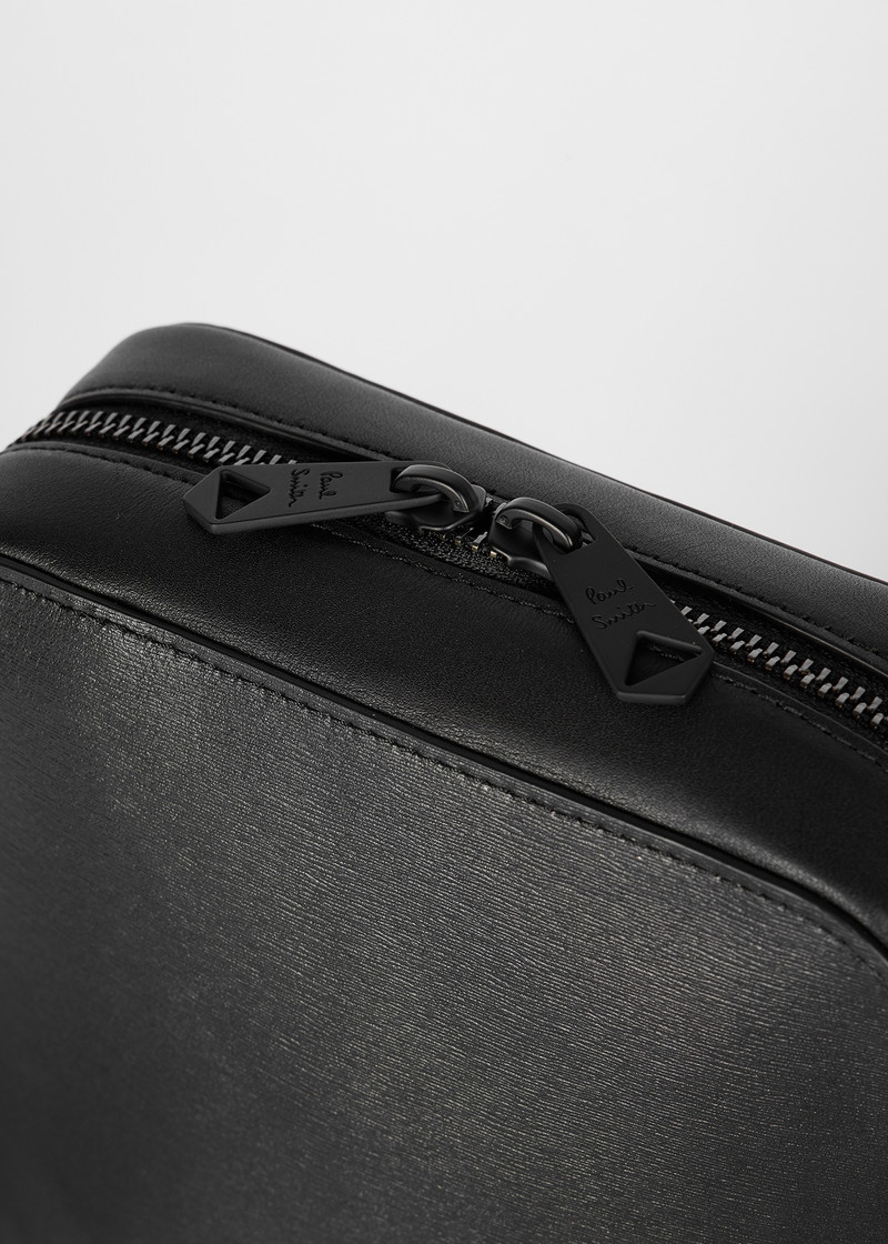 Black Straw-Grain Embossed Leather Large Flight Bag 4