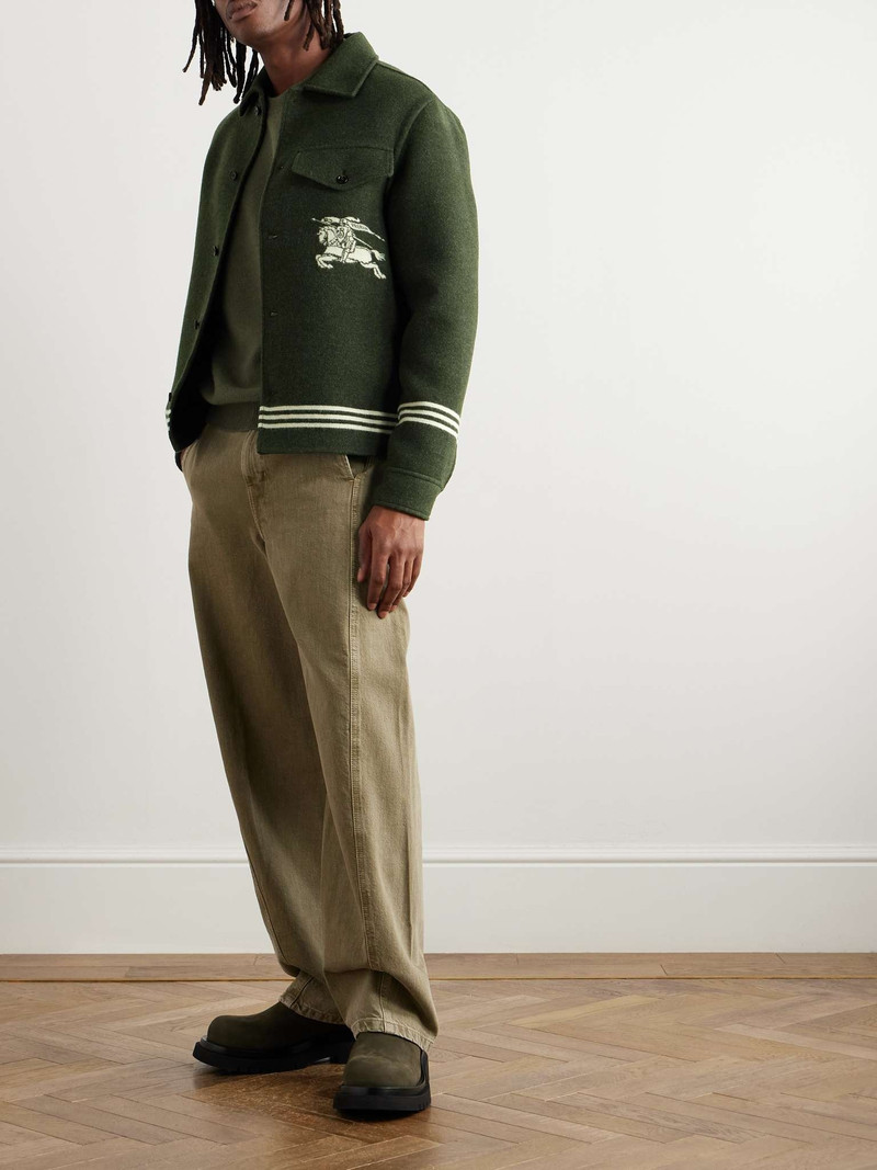 Burberry Striped Logo-Jacquard Virgin Wool Overshirt outlook