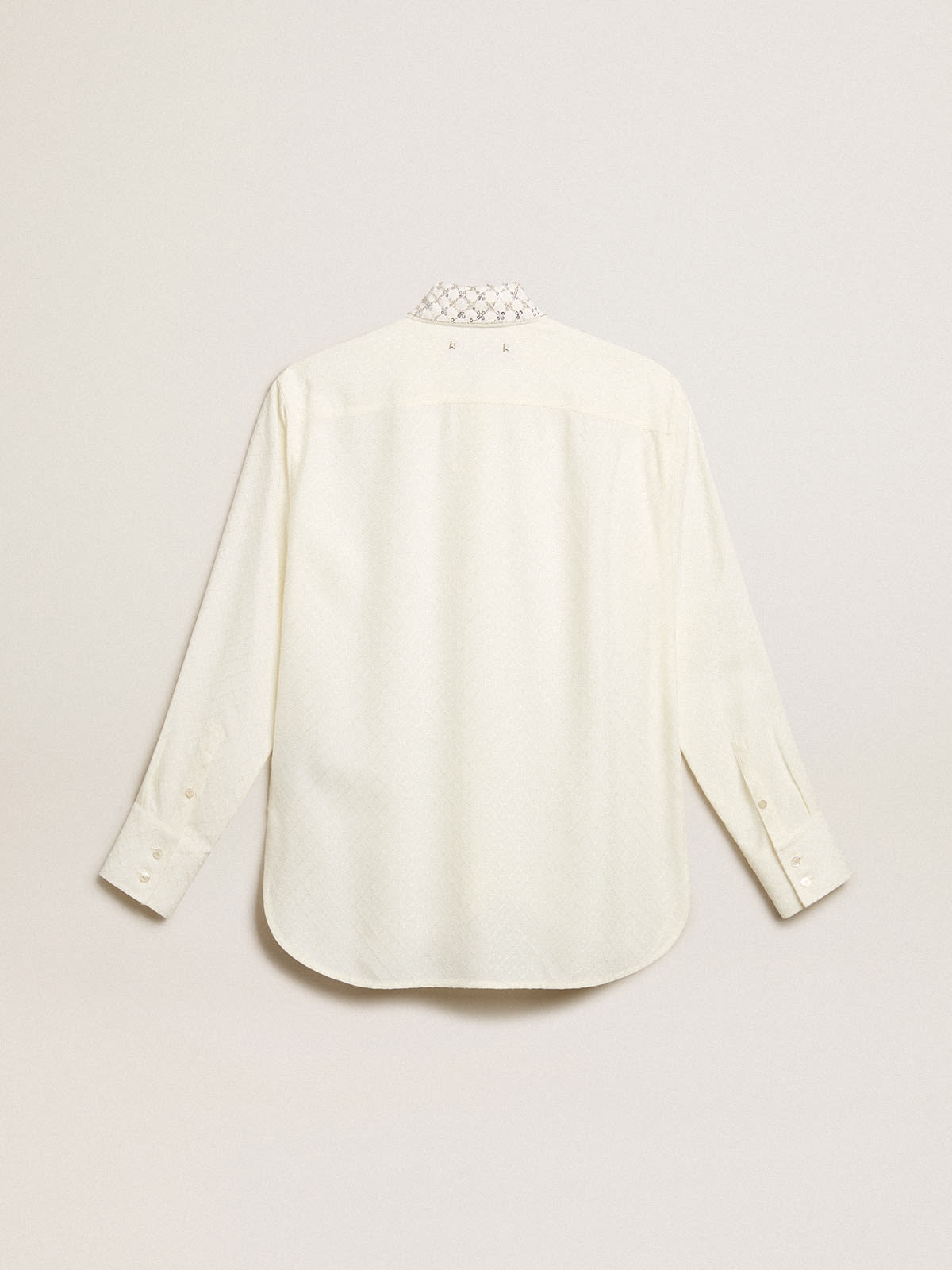 Shirt in vintage white with jacquard design and embroidery - 5
