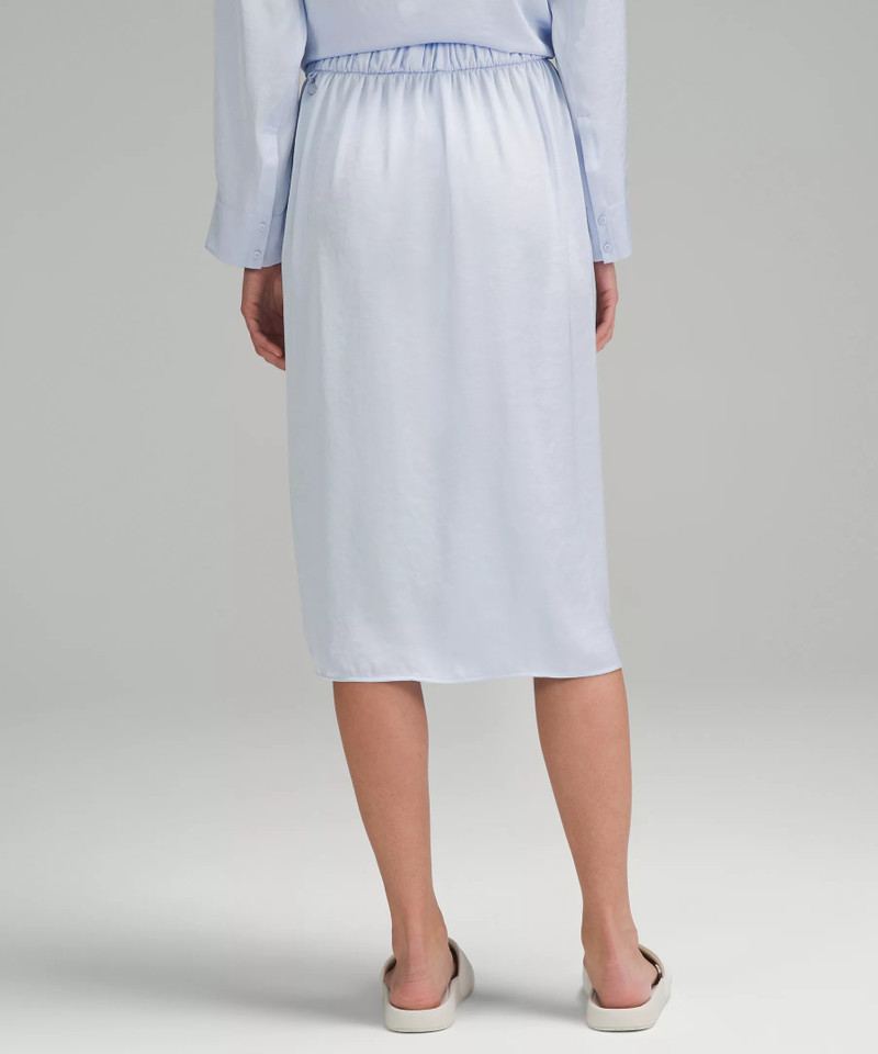 Logo Charm Satin Waist-Tie Midi Skirt 3