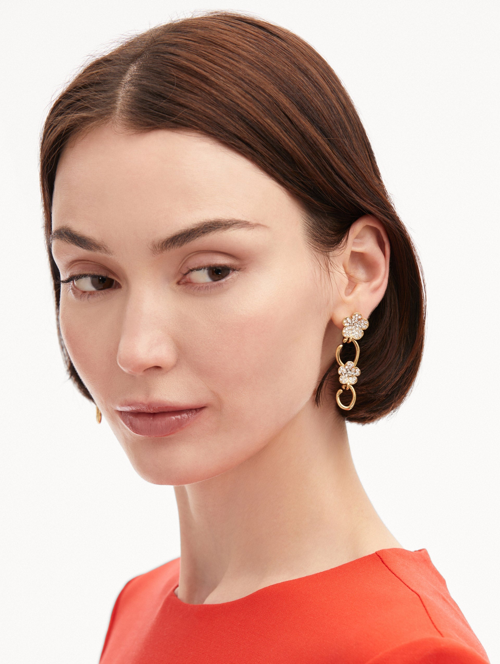 CRYSTAL FLOWER O DROP EARRINGS - 2