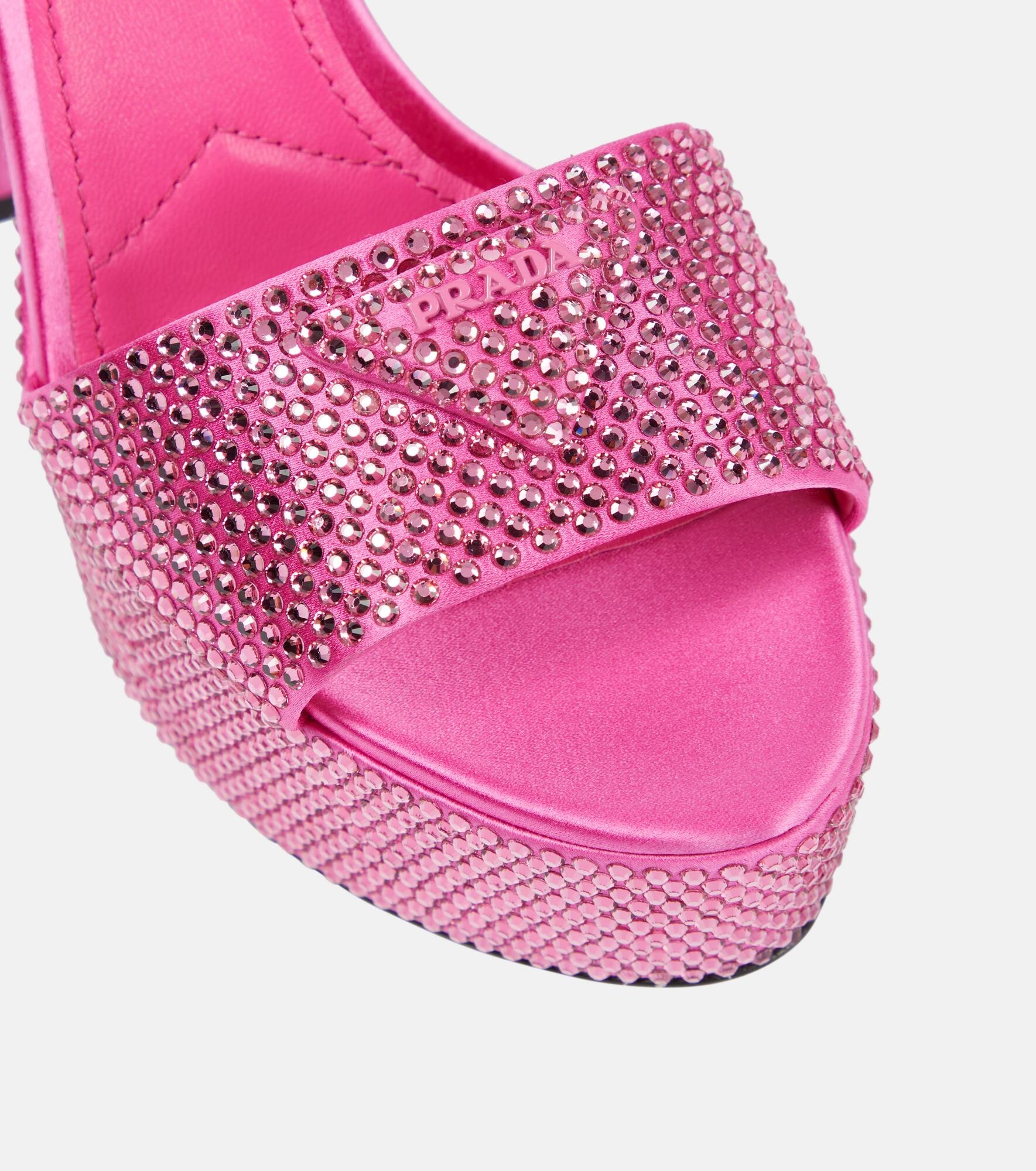 Embellished satin platform sandals - 6