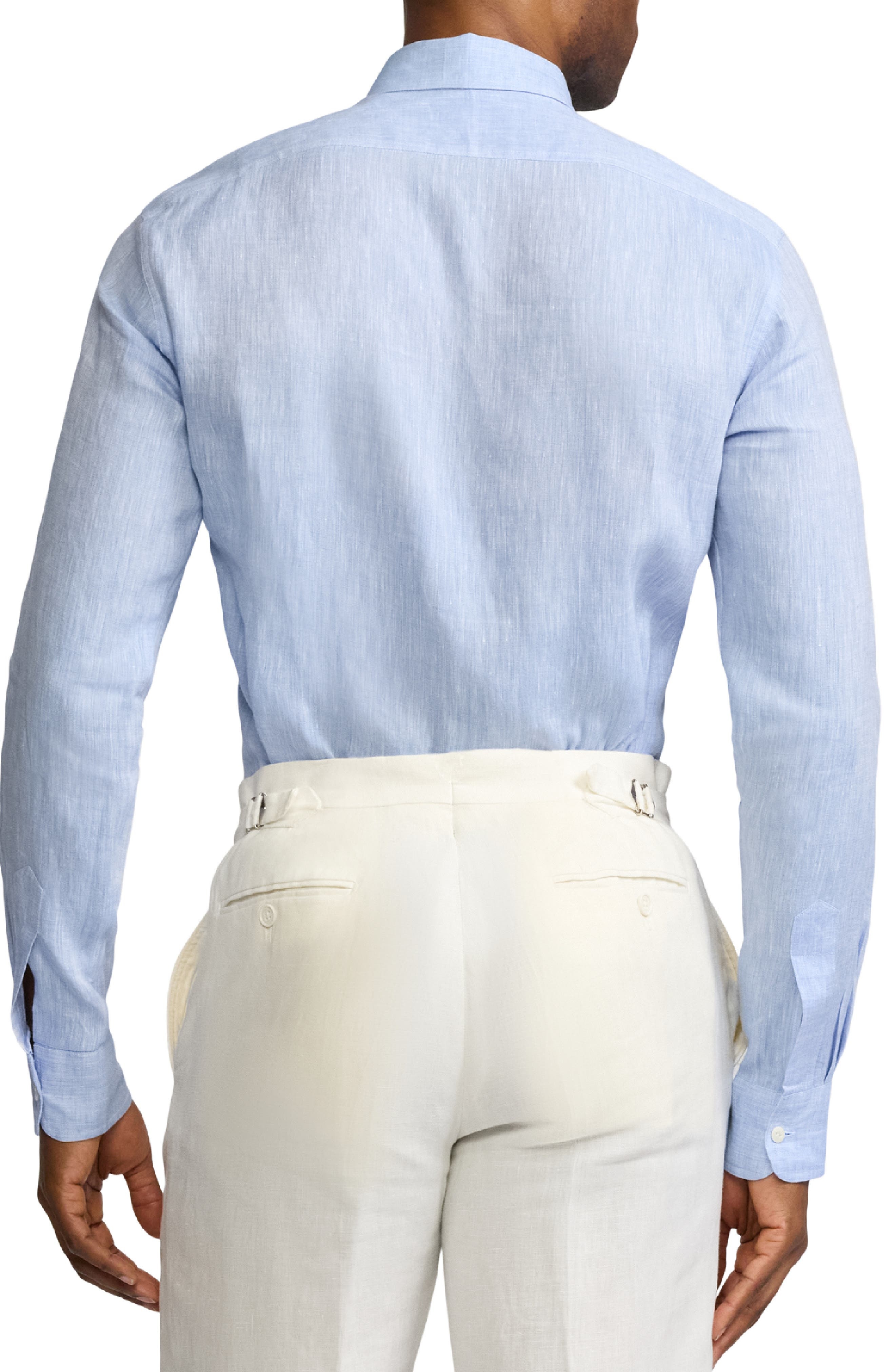 Ralph Lauren Purple Label Linen Chambray Button-Up Shirt in Light Blue at Nordstrom - 2