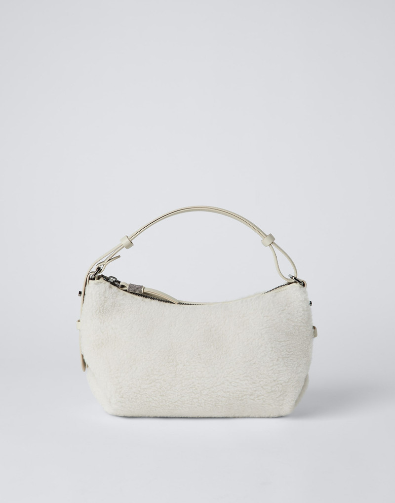 Virgin wool and cashmere fleecy bag with monili 1