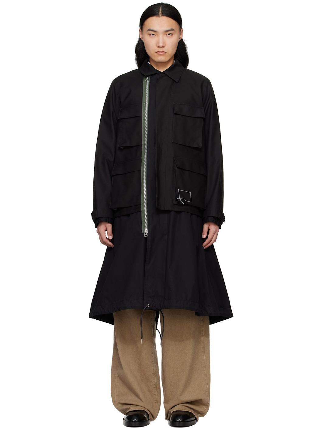 Black WTAPS Edition Cotton Back Satin Coat - 1