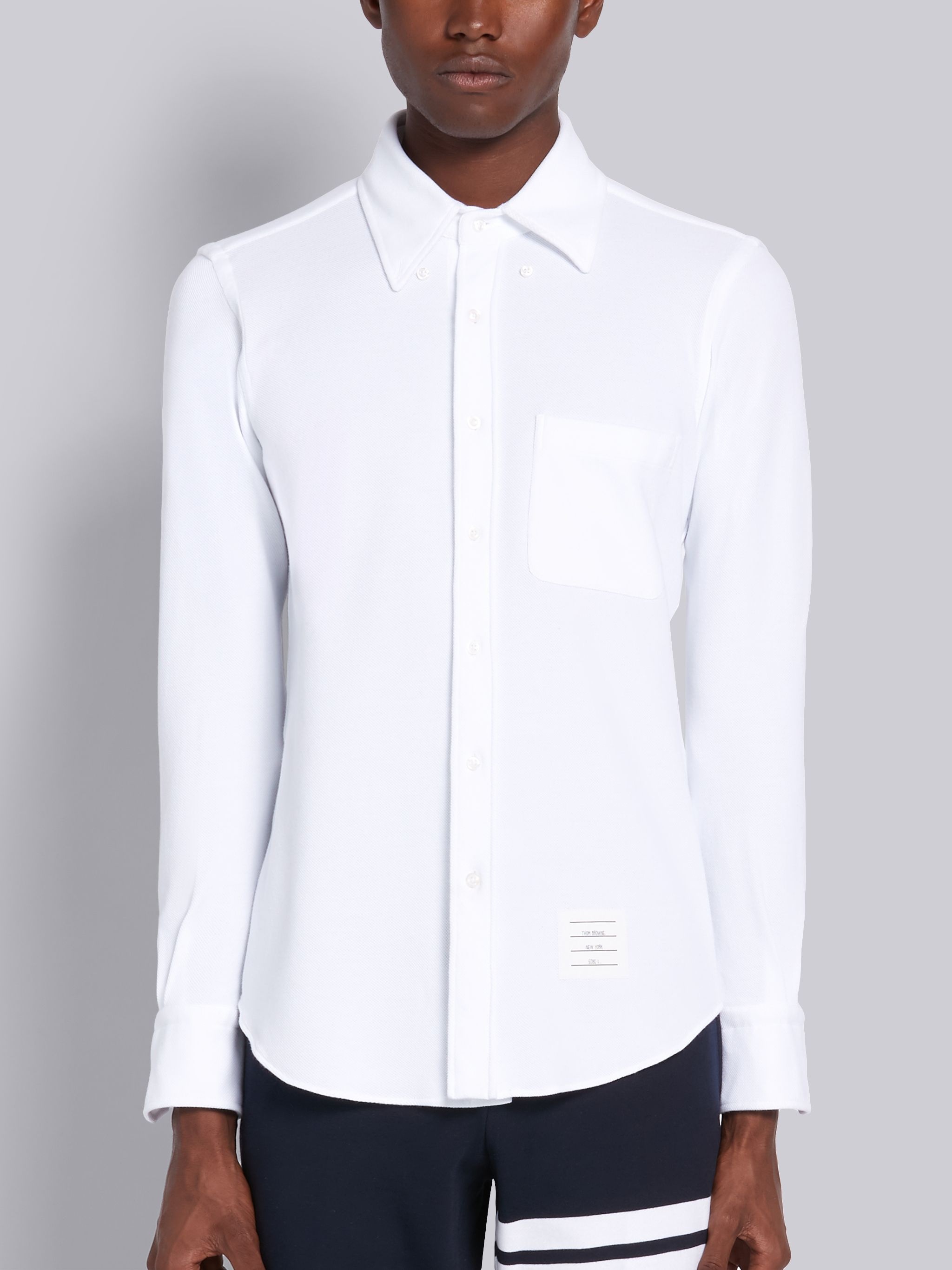 White Classic Pique Straight Fit Shirt - 3