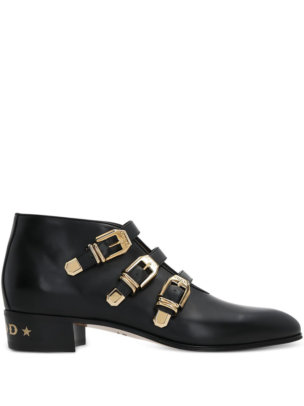 buckled leather ankle boots - 1