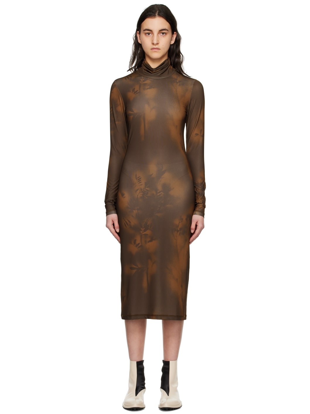 Brown Soril Print Midi Dress - 1