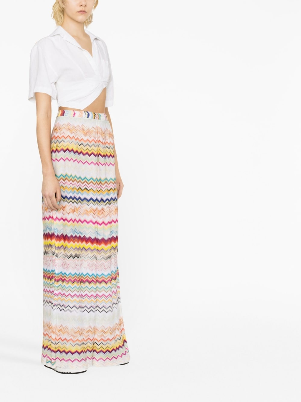 zigzag wide-leg trousers - 4