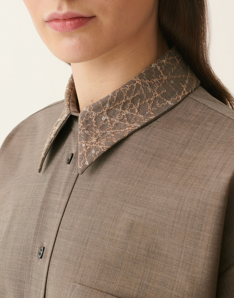 Boyfriend shirt in bi-stretch fresco wool 5
