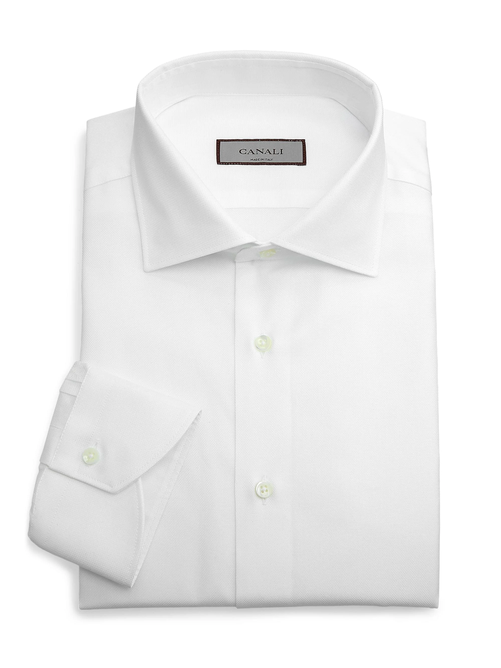 Men's Solid Mini Pique Dress Shirt - White - 1
