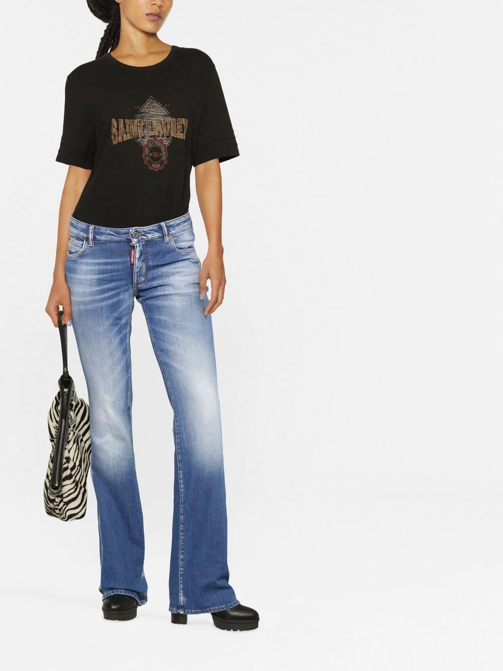 logo-patch bootcut jeans - 2