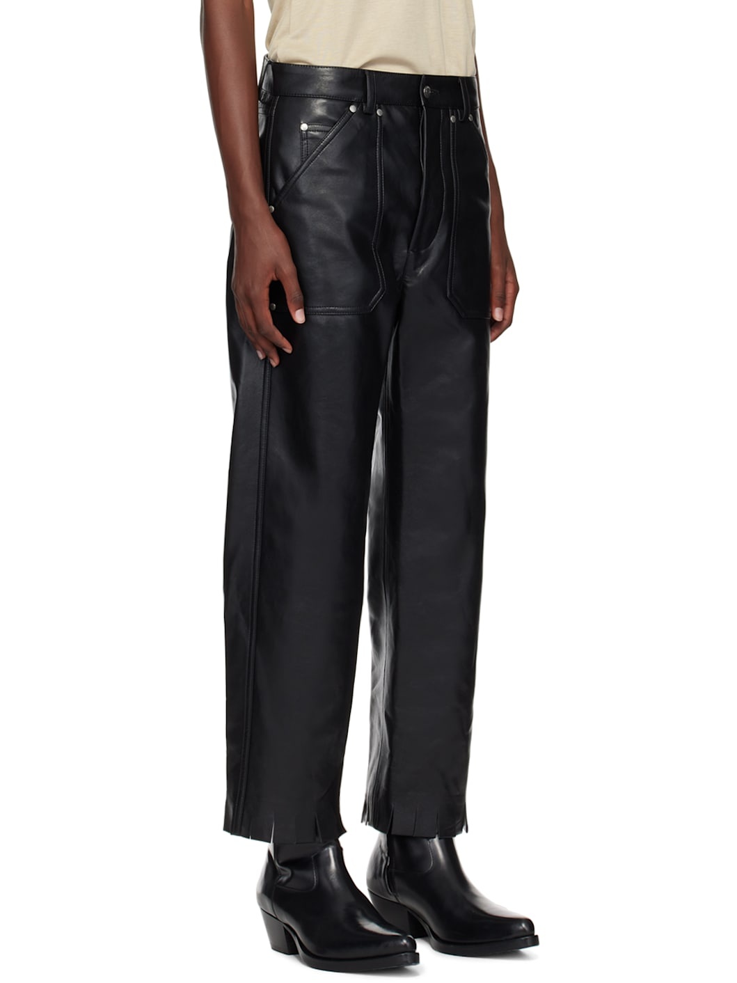 Black Quido Regenerated Leather Trousers - 2
