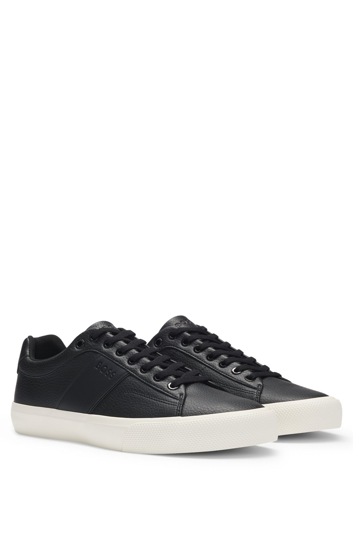 FAUX-LEATHER TRAINERS WITH PLAIN AND GRAINED TEXTURES - 2