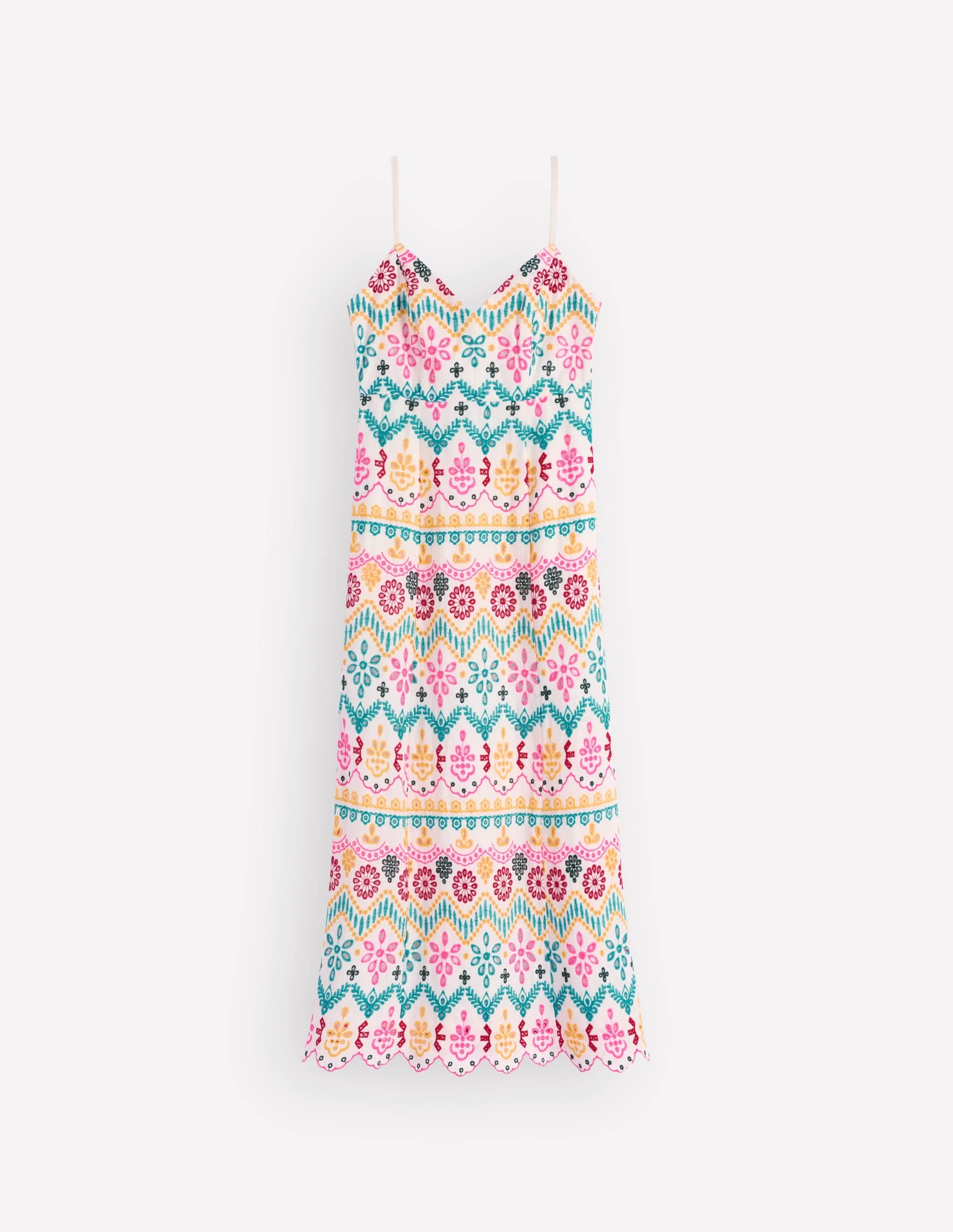 Empire Linen Broderie Dress-Multi Broderie - 1