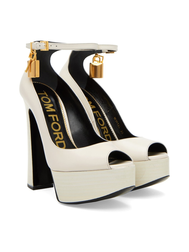 White Peep Toe Platform Pumps 4