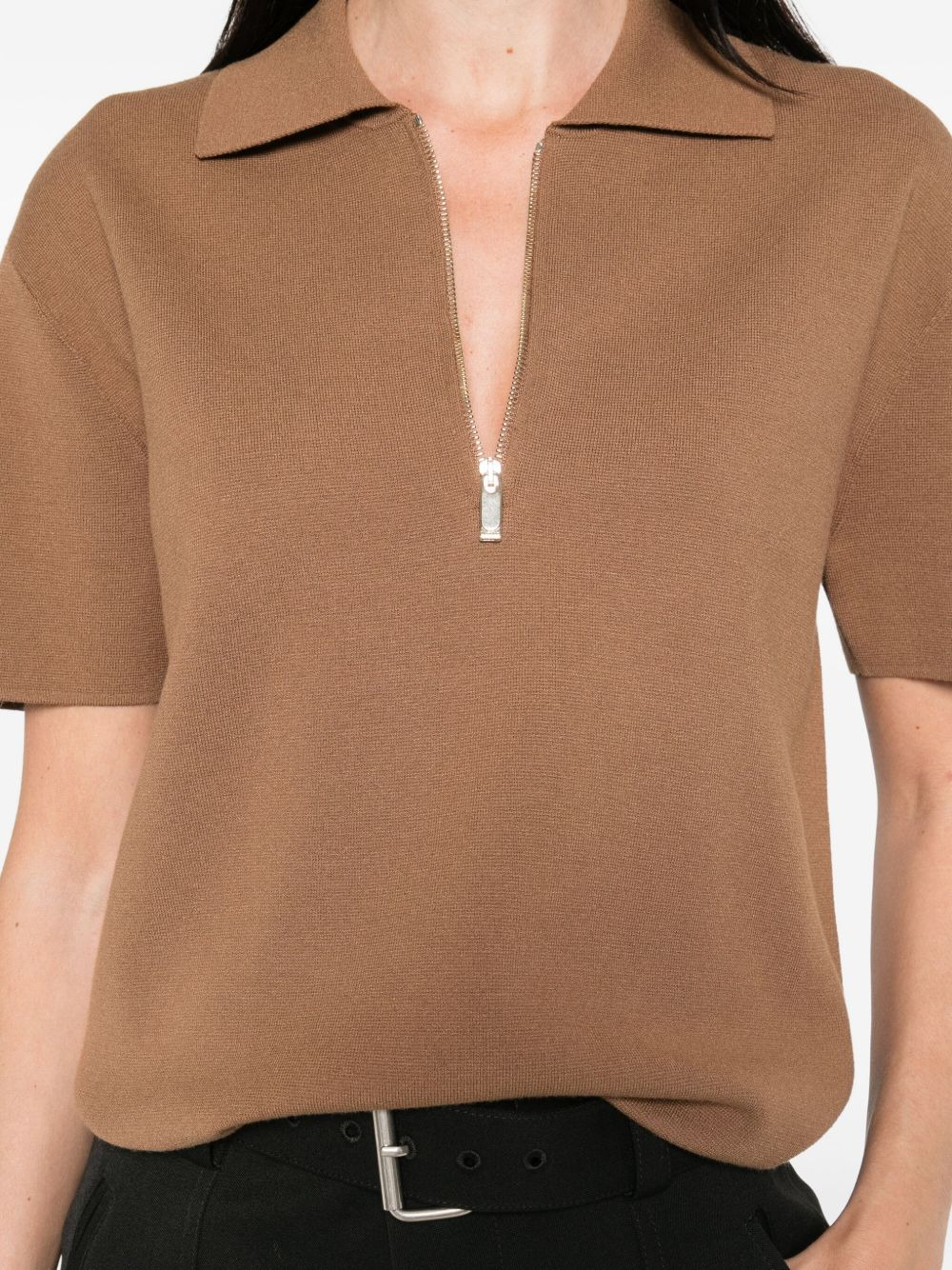 zip-neck short-sleeve top - 5