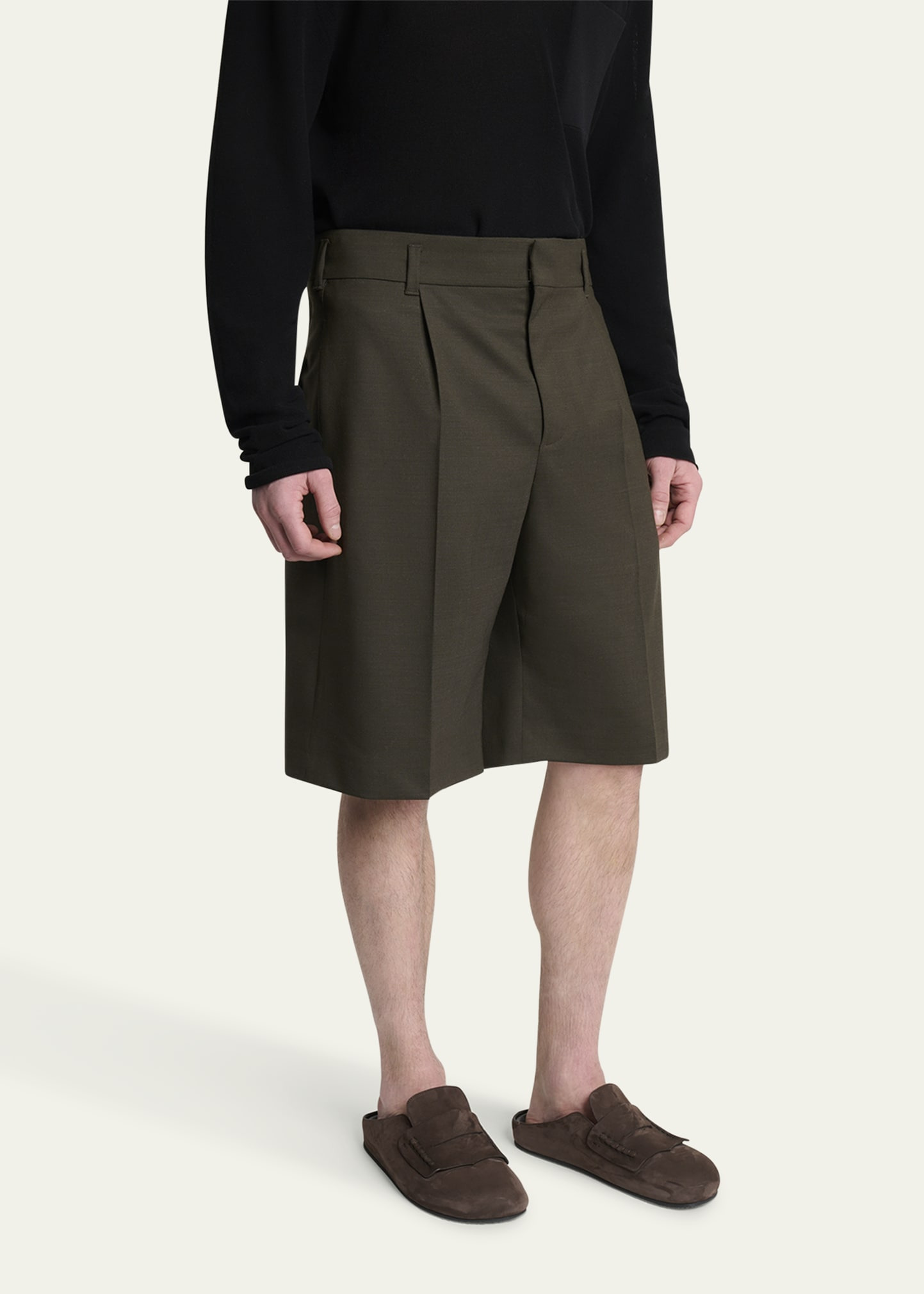 Men's Relaxed Single-Pleated Shorts - 4