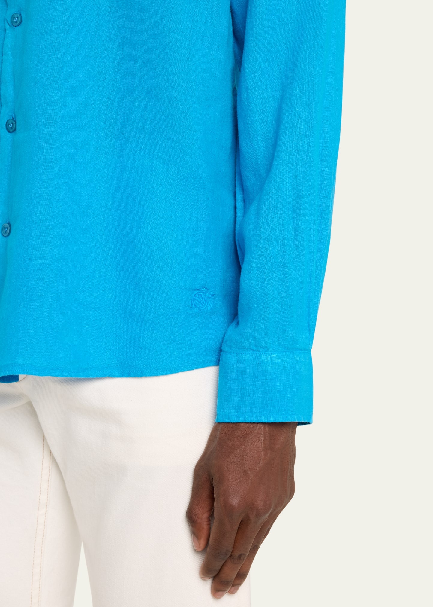 Men's Caroubis Solid Linen Sport Shirt - 5