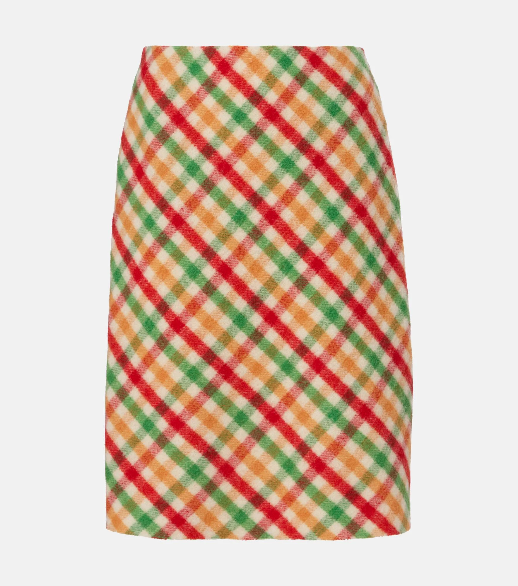 Checked wool-blend pencil skirt - 1
