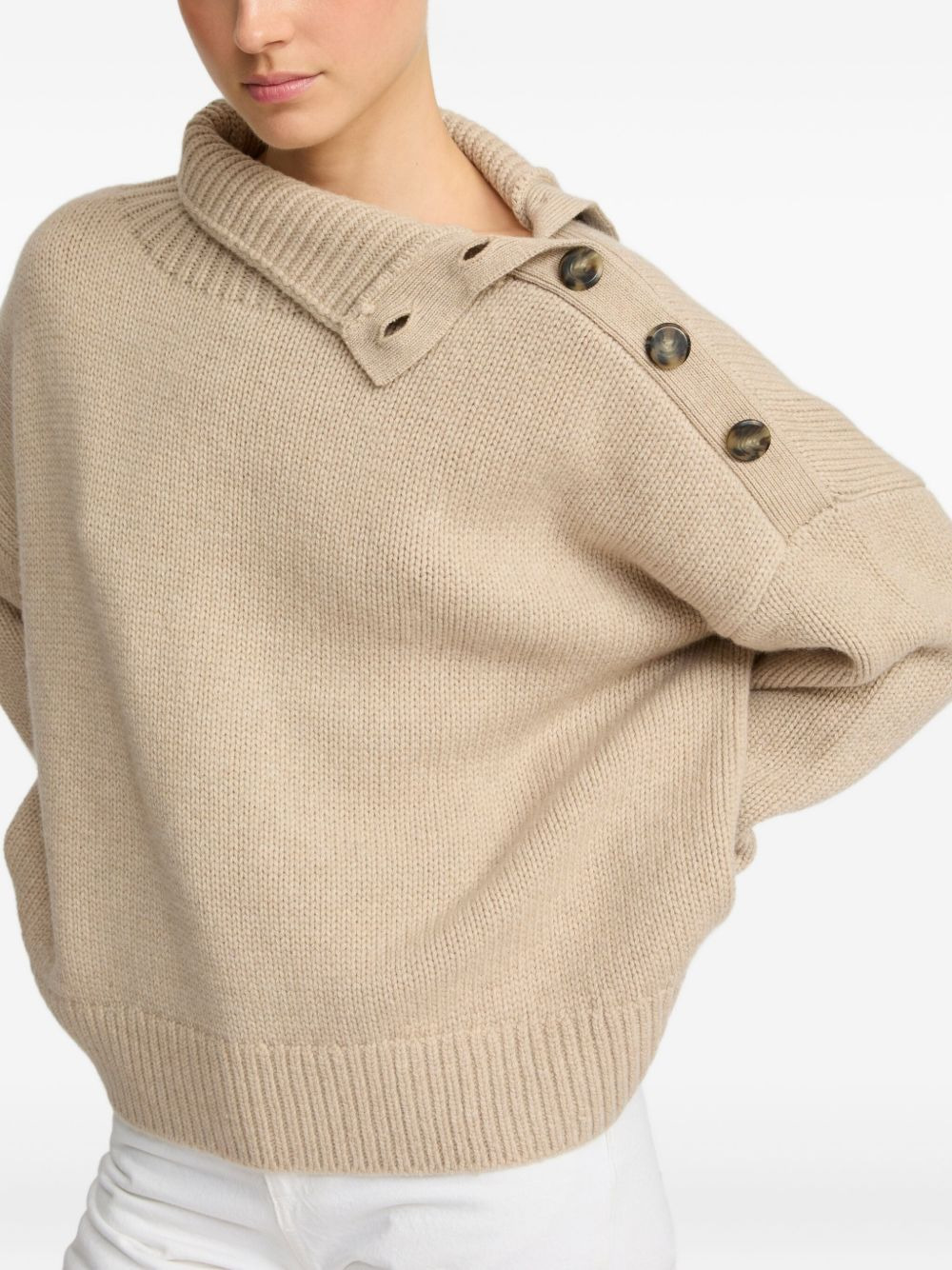 high-neck button-detail sweater - 2
