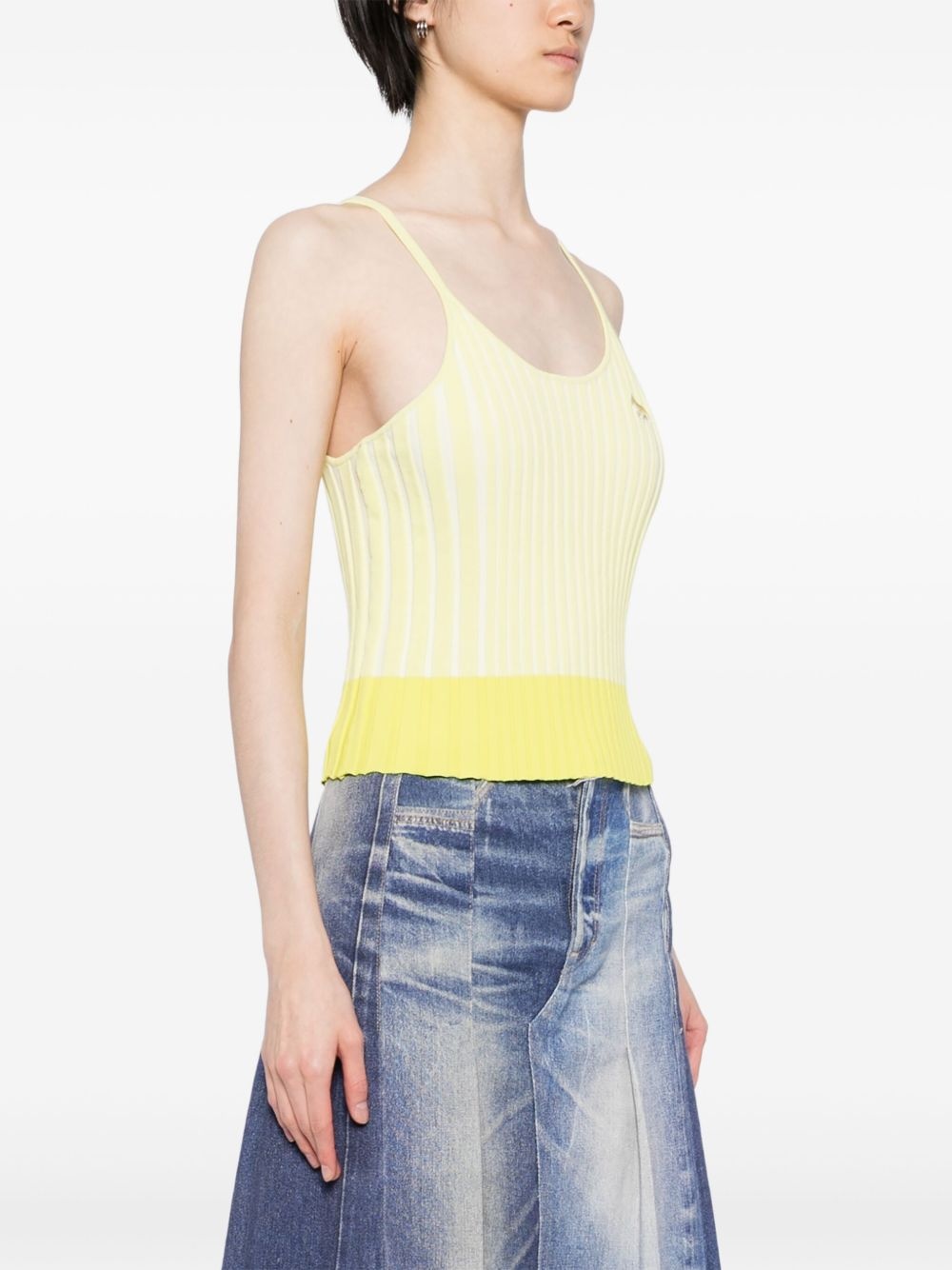 baby fox-patch ribbed tank top - 3