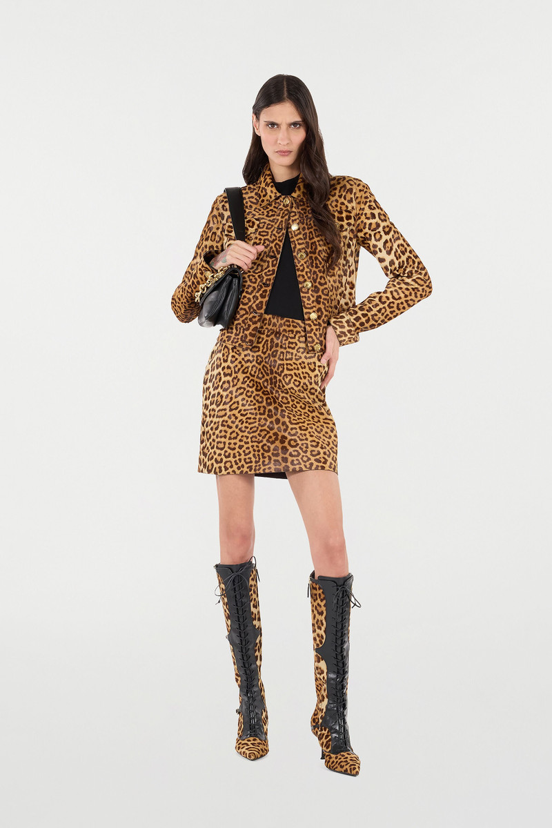 Roberto Cavalli Leather Jacket With Leopard Skin Print outlook