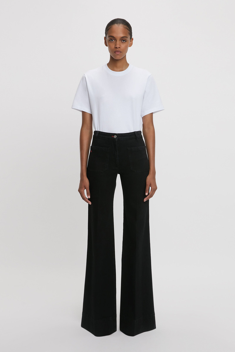 Victoria Beckham Exclusive Alina High Waisted Jean In Washed Black outlook