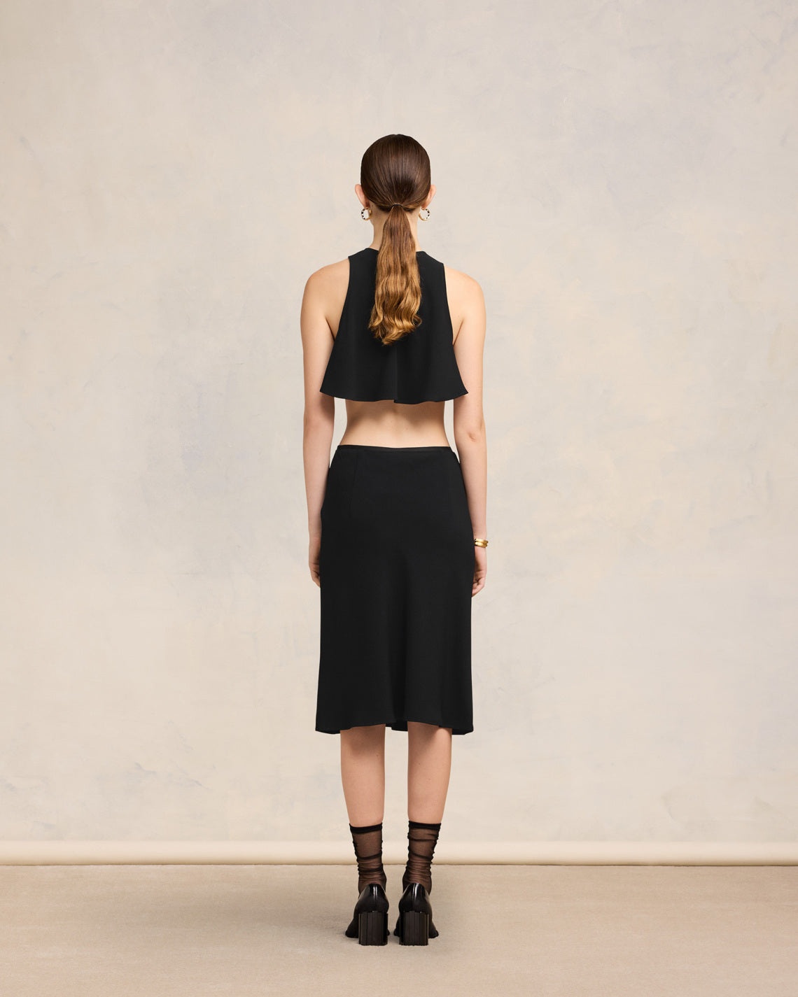 MIDI SKIRT WITH ELASTICATED WAIST - 4