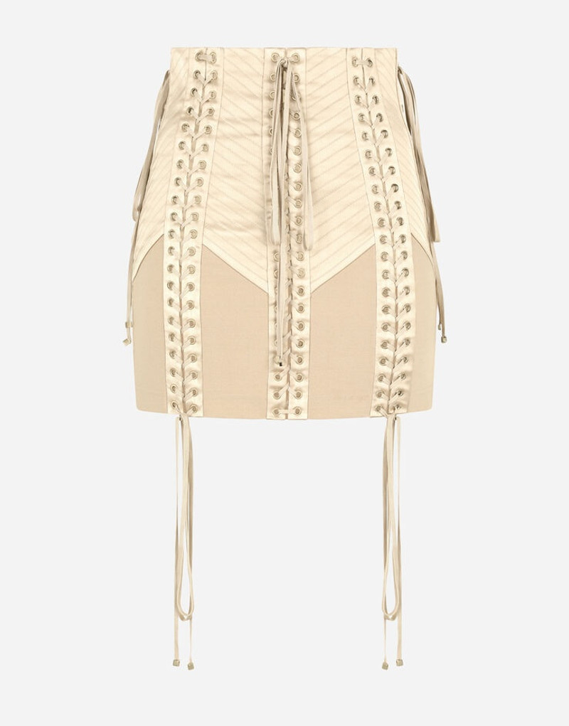 Jersey miniskirt with laces and eyelets - 1