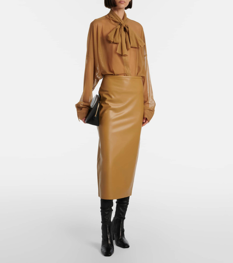 NORMA KAMALI Sheer tie-neck mesh bodysuit outlook