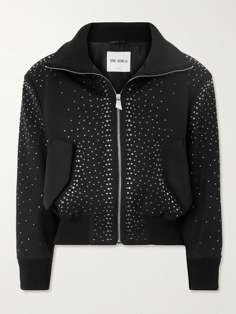 Crystal-embellished Twill Bomber Jacket 1