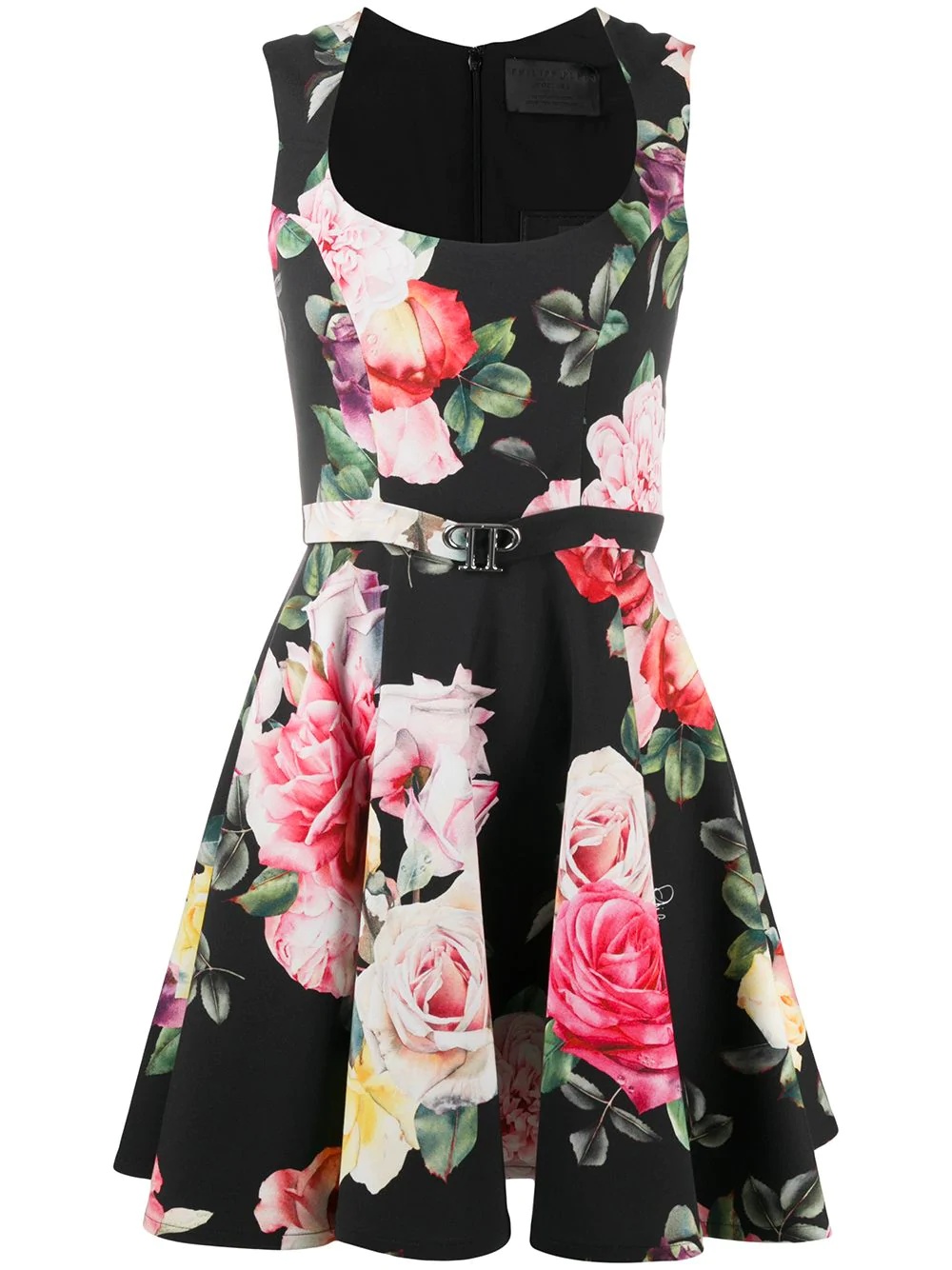 short floral pleated dress - 1