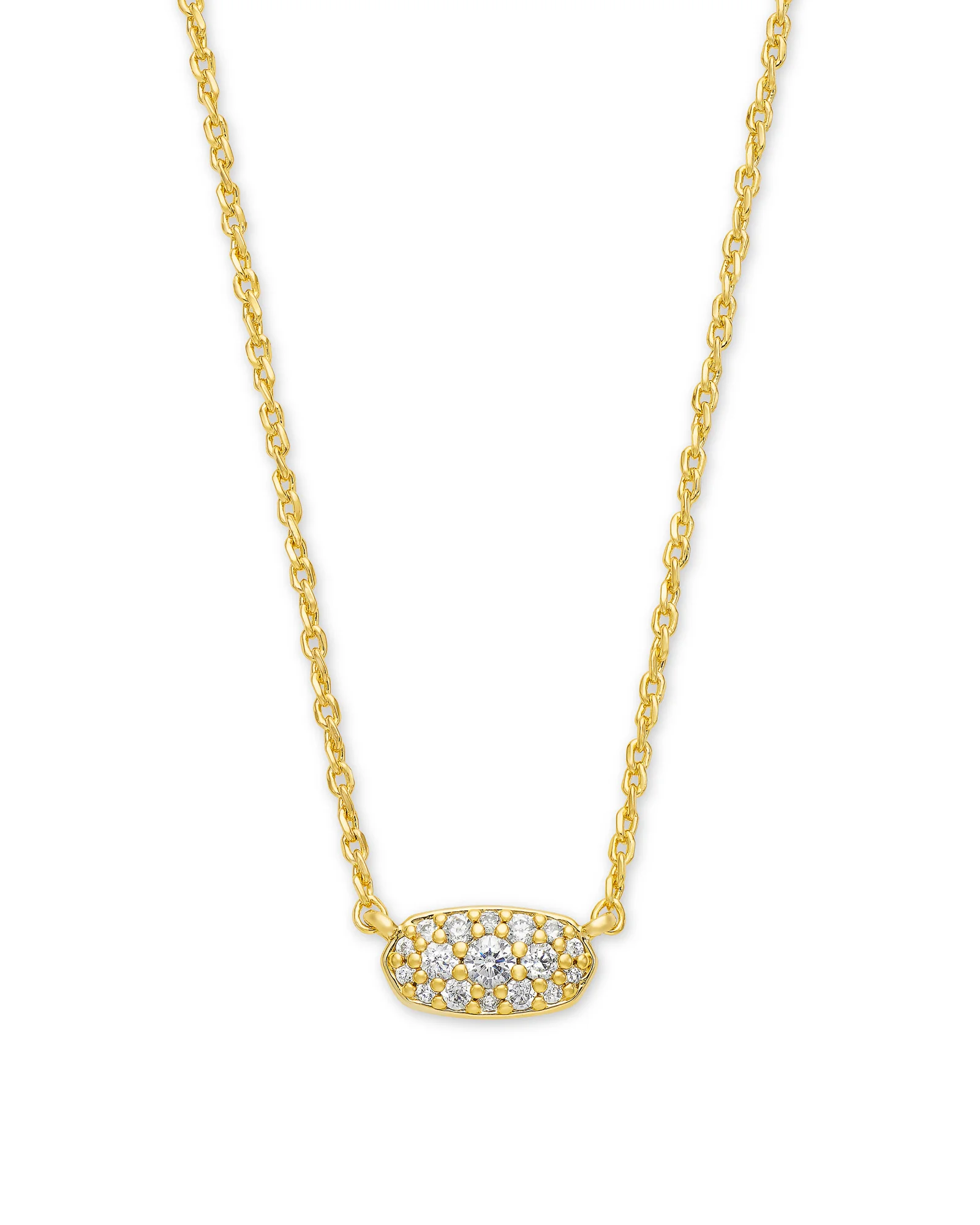 Grayson Gold Pendant Necklace in White CZ - 1